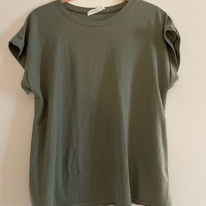 Sage green Tres Bien t-shirt. Size medium